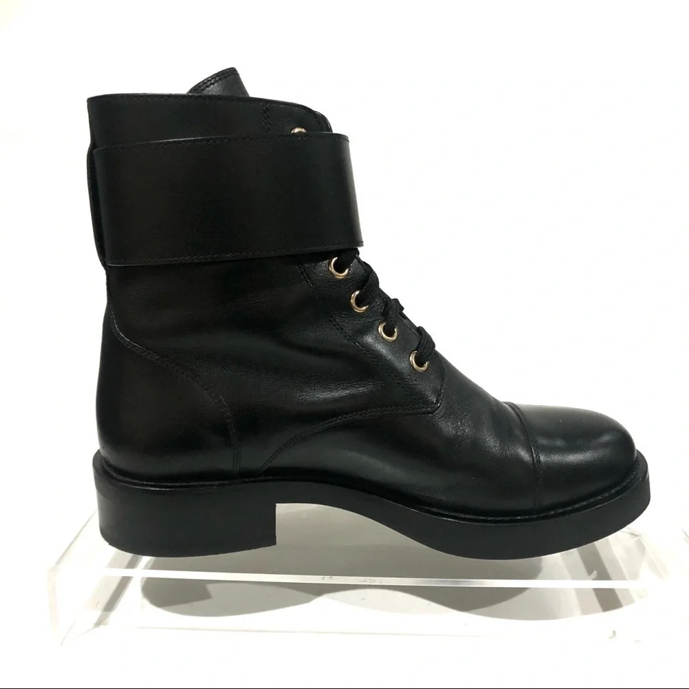 Authentic Louis Vuitton Wonderland Leather Moto Combat Military Boots Booties 7 - Picture 7 of 15